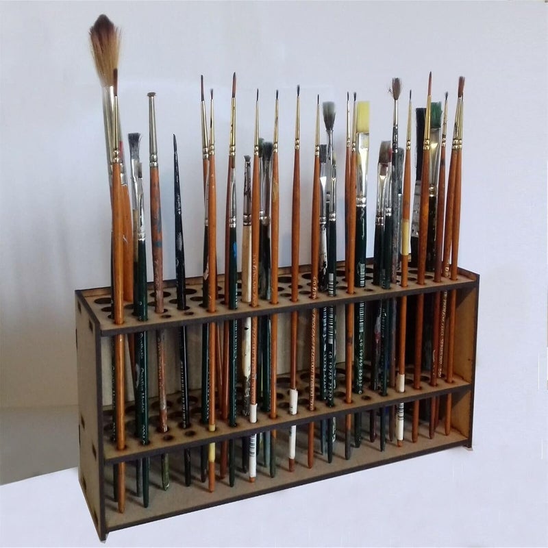 Lovskoo Brush Holder Paintbrush Holder 67 Holes Paint Brush Holders and Organizers Wall Mount Or Freestanding Desk Organizer Stand Holder For Pencils, Pens Stationary Supplies For Men Women - Image 5